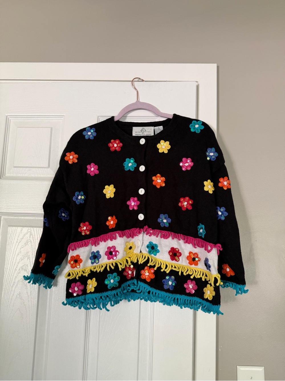 Design Options Flower Sequin Lizzie McGuire Cardigan Y2K